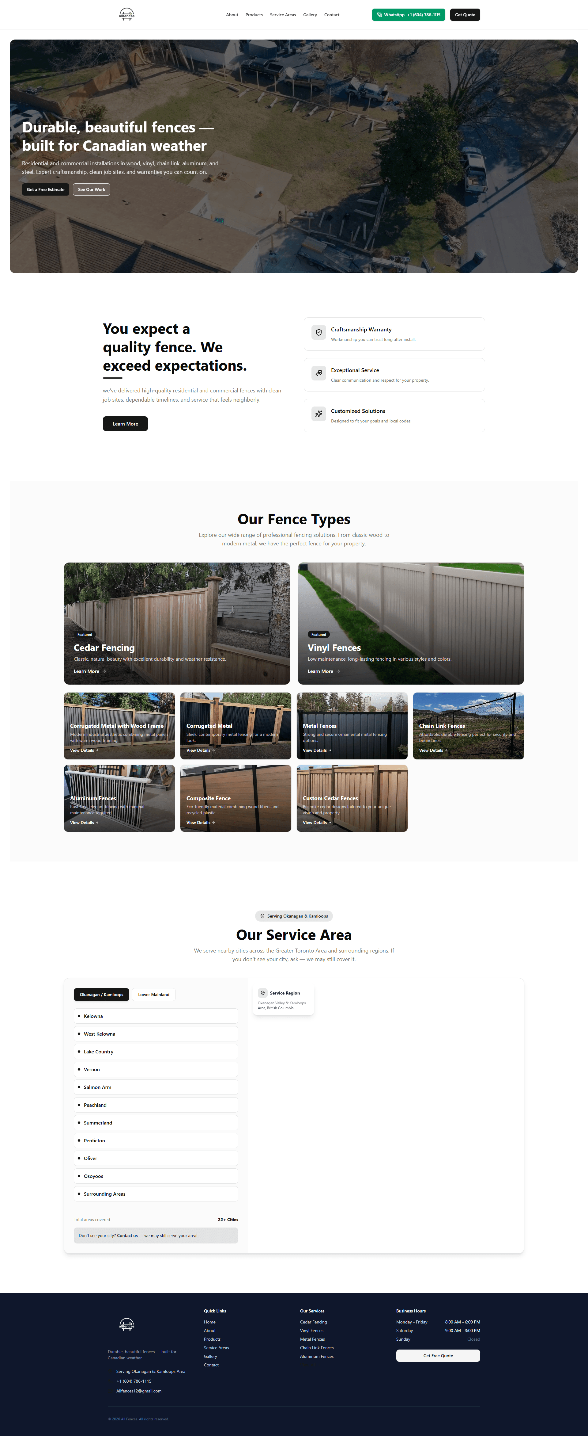 AllFences Canada website